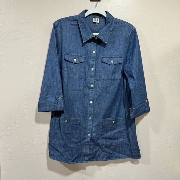Anne Klein Size Medium Chambray Top - Picture 1 of 7